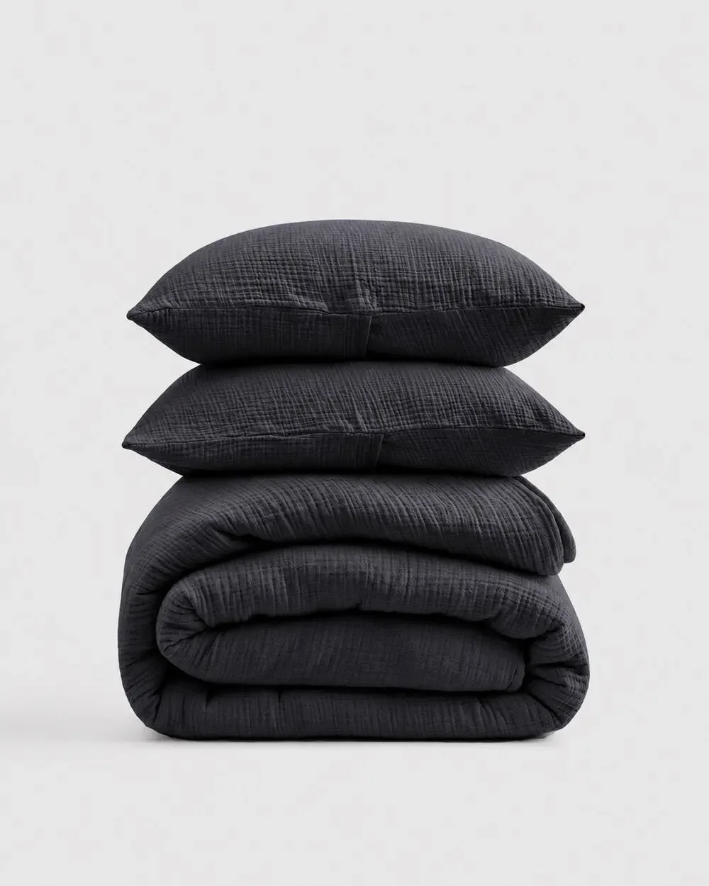 Organic Cotton Gauze Dream Quilt Set in Charcoal - 4 pieces total